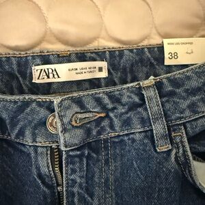 Zara Denim Wide Leg Cropped Jeans size 6